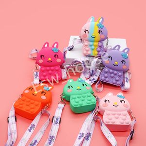 Porte-monnaie lapin de pâques, sac à bandoulière pour enfants, sac à main en Silicone Anti-Stress, sacoche à bulles