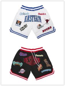 Pantalones cortos de la Conferencia Oriental y Occidental HOMBRES JUST DON de Mitchell Ness Pantalones cortos de baloncesto PANTALONES de bolsillo S2XL9285514