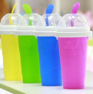 Drinkware Easy DIY Smoothie Cup con pajita Magic SmoothieMaker Travel Camp Portable Silicone Sand Ice Cream Slush Maker