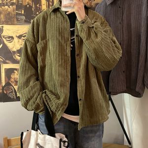 Ebaihui Trendy Japan 2021 Loose Men's and Women's Outwear Jacket Chemise à manches longues en velours côtelé Chemise polyvalente en manteau de couleur unie Cardigan décontracté Top 03