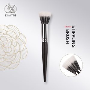 Brocha de maquillaje punteada mediana de madera de ébano, suave, 100% pelo de cabra Natural, colorete en polvo, resaltado, herramientas cosméticas de belleza