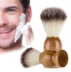 Brosse de rasage écologique pour Salon de coiffure, manche en bois, nettoyage du visage et de la barbe pour hommes, brosses de rasoir, outils d'appareils propres