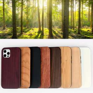 iPhone 15 14 Pro Max S24 Case de téléphone pour Apple 13 12 11 plus Samsung Galaxy S24 Note 20 Ultra Solid Wood Bamboo TPU Full Corps Flush Edge Back Bumper Coque Coode Fundas Blank