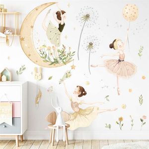 Eco-Friends Dancing Girl Wall Sticker pour chambre à coucher filles chambres de bébé décor amovible PVC autocollants maison décorative stickers muraux bricolage 210929