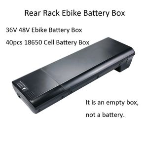 Ecobike Frame Ebike Battery Case 36V 48V Rack arrière Boîte de batterie vide 40pcs 18650 Cell Holder