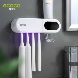 ECOCO Doble esterilización Soporte para cepillo de dientes eléctrico Dispensador de pasta de dientes con soporte de carga fuerte Pantalla inteligente Accesorios de baño 211130