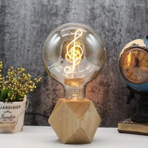 Edison Lámpara de filamento LED Arte Nota creativa Bombilla de escritorio Luz cálida 110V 220V 4W E27 Estilo retro regulable