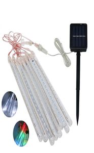 Edison2011 8 pièces 30 cm LED à énergie solaire pluie de météores lumière jardin arbre vacances Tube lumière étanche bande de LED à énergie solaire 6739937