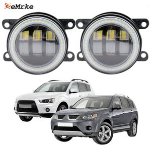 EEMRKE LED Angel Eyes DRL + Feux antibrouillard 30 W/40 W pour Mitsubishi Outlander II 2006-2012 avec lentille transparente Feux diurnes de voiture 12 V Feu antibrouillard