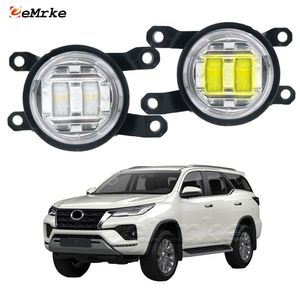 EEMRKE Feux antibrouillard LED pour Toyota Fortuner SW4 II AN160 Facelift 2021 2022 2023 2024 Phare antibrouillard avant de voiture avec lentille de conduite DRL 30 W 12 V Blanc ou jaune