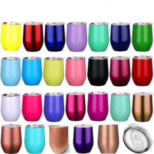 Huevera Taza Sublimación Vaso de vino de acero inoxidable 12 oz Huevos de doble pared Forma Copas Vasos con tapa de sellado Vasos aislados Vasos Favores 33 colores B41