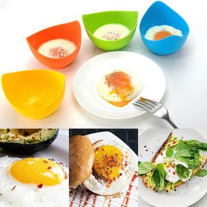 Herramientas para escalfar huevos - Olla para huevos escalfados con soportes de anillo, taza de silicona para microondas o estufa, con cepillo de aceite adicional, sin BPA, paquete de 4 TX0140