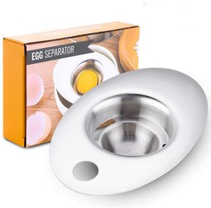 Separador de huevo premium acero inoxidable 304 Yema de huevo blanco del separador de huevo Profesional Filtro herramienta de la cocina Cocinar Gadget tamiz de herramientas caja de regalo