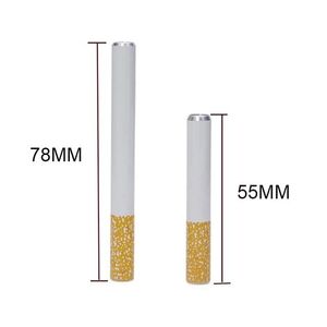 Pipes à fumer Accessoires porte-cigarette en alliage d'aluminium en forme de tuyau 78mm 55mm Longueur One Hitter Portable Herb Pipe à tabac