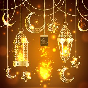 Eid Mubarak Party LED luces colgantes lámpara de decoración alimentada por batería Ramadan 3D lámparas acrílicas colgante musulmán vacaciones linternas decorativas