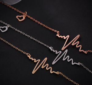 12pcs / Doz Vente ECG Charme Collier Électrocardiogramme Pendentif Battement De Coeur Rythme ECG Chine Bijoux En Gros Saint Valentin Cadeau