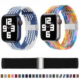 Bande élastique compatible avec les bracelets Apple Watch 38 mm 40 mm 42 mm 44 mm, bandes souples en nylon extensible réglable en boucle solo.