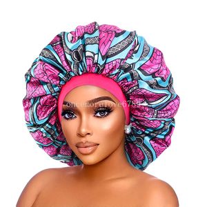 Bande élastique femmes grande taille bandeau motif africain imprimé Bonnet Satin Bonnet de douche Bonnet de sommeil mode beauté et soin des cheveux chapeau