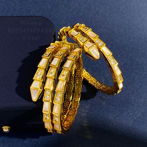 Pulsera elástica Brazalete único de diseño con escala serpentina para mujer con diamante Chapado en oro de 18 quilates Estilo clásico de la más alta calidad de mostrador Never fade 010