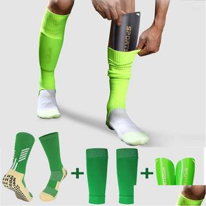 Coudes Genouillères 1 Kits Haute élasticité Shin Guard Manches pour Adts Enfants Soccer Grip Sock Professionnel Legging Er Sports Protecteur Dr Dhmz7