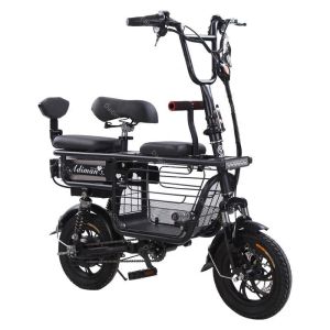Biques électriques Adultes 2 roues Bicycles électriques 12 pouces 48V 350W batterie amovible mini scooter électrique pliable parent-enfant