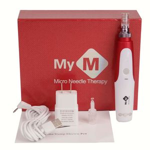 Stylo électrique Derma tampon Auto Micro aiguille rouleau Anti-âge thérapie de la peau baguette MYM Derma stylo avec boîte de vente au détail