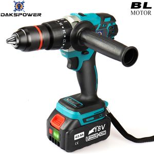 Electric Drill 13MM Chuck Brushless Impact Drill 18V Wireless Battery Cordless Electric Screwdriver Power Tools Ice Fishing 115Nm Torque Screws 230404