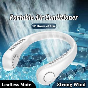 Electric Fans 2022 New Mini Neck Fan Portable Bladeless Hanging Neck 3000mAh Rechargeable Air Cooler 3 Speed Mini Summer Sports Fans T220924