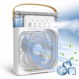 Ventilateurs électriques Ventilateur électrique Mini climatiseur pour le refroidissement par eau dans le ventilateur de pièce portable 5 bureau USB Spray 7 couleur LED lampe d'humidification 240319