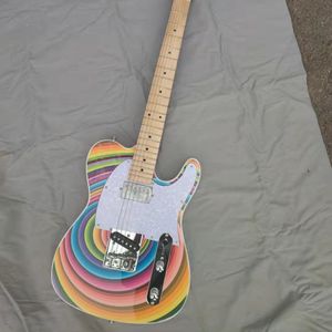 Elektrische gitaar regenboog multicolor st maple toets zilveren accessoires topgitaar onze winkel kan elke stijl aanpassen