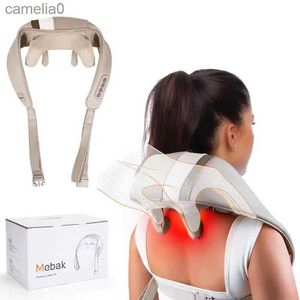 Masajeadores eléctricos Mebak N1Masajeador cervical Masajeador eléctrico de espalda y cuello Almohada 4D Amasamiento Compresa caliente Masaje relajante muscular Mantón instrumentoL231220