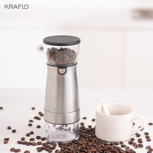 Moulins électriques moulin à café Machine USB Rechargeable en acier inoxydable noir Simple moderne café-fraiseuse-KRAFLO