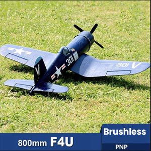 Avion RC électrique FMS022 Avion 800mm F4U Micro Blue PNP Radio Control Warbird Brushless ESC RC Modèle Avion Extérieur 6 Minutes 230703