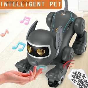 Électrique/RC Animaux Électrique Robotique Télécommande Poupée Enfants Jouets pour Garçons Filles RC Robot Chien Intelligent Détection Animaux Enfants Puzzle Pet Q231114