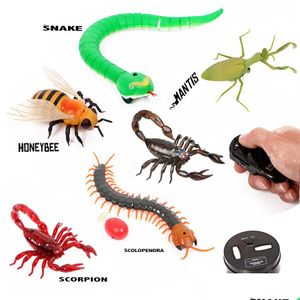 Animaux électriques / RC Télécommande infrarouge Jouets d'insectes animaux Simation Snake Bee Robot électronique Jouet pour chat chien Halloween Prank F Dhfvr