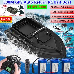 Bateaux électriques/RC 16 GPS Nest étanche haute vitesse télécommande RC appât bateau 2KG chargement 500M vitesse fixe croisière veilleuse RC bateau de pêche 230724