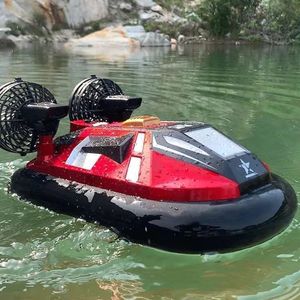 Barcos eléctricos/RC de doble motor anfibio control remoto aerodeslizador 20 KM/H 2,4G fuselaje anticolisión navegación bidireccional impermeable RC barco agua juguete 230420