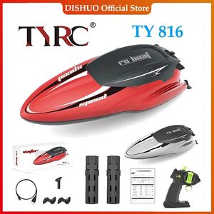 Bateaux électriques RC TYRC 2023 TY816 RC bateau 2 4Ghz 25km h haute vitesse télécommande bateau de course vitesse de l'eau enfants modèle jouet Wltoys WL917 231117