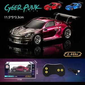 Electric/RC Car 1/43 2.4G 4WD Super Mini RC Car Modelo de vehículo eléctrico Niños Drift Toys Chapado en oro Racing Light Pocket Coche de control remoto 231130