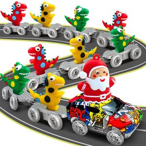Jouets de dinosaure de voiture électrique RC créer une piste flexible de course sur route mondiale Père Noël pour 3 4 5 6 ans cadeau pour filles garçons 231218