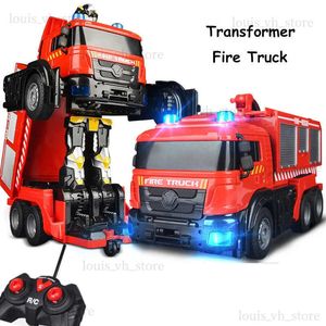 Voiture électrique/RC Transformation Robot voiture jouets d'action camion de pompier moteur véhicule musique lumière eau voiture Rechargeable éducatif garçon enfants meilleur cadeau T240325