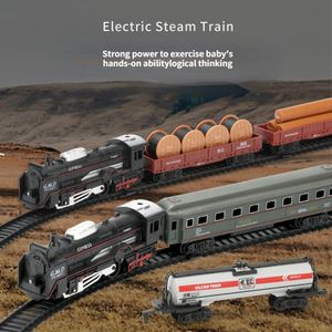 Modelo de tren eléctrico de pista eléctrica / RC con juguetes de vía férrea con batería Simulación clásica Juguetes de tren de alta velocidad para niños 230601