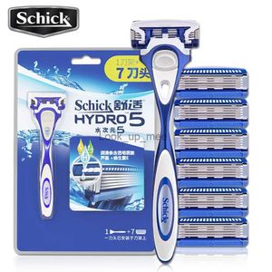 Rasoir électrique 1 rasoir + 7 lames Schick Hydro5 ensemble de lames de rasoir de sécurité manuel confortable hommes rasoir barbe rasage coiffure livraison gratuite YQ230928