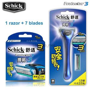 Afeitadora eléctrica 1 maquinilla de afeitar + 7 cuchillas Schick Protector 3d Diamond Razor Set Hair Shaver Men Safety Razor Blades En stock Envío gratuito YQ230928