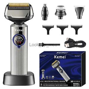 Electric Shaver Kemei 4in1 rasoir électrique sec humide pour hommes tondeuse à cheveux barbe rasoir électrique lavable visage nez oreille rasage Rechargeable YQ230928