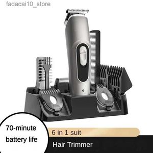 Rasoirs électriques tondeuse à cheveux ensemble 6-en-1 tondeuse électrique à pousser rasoir pour hommes barbe favoris rasage Min. Bruit vibrant sans pincement de cheveux Barber C Q240119