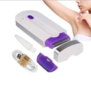 Rasoirs électriques épilateur rechargeable femmes dispositif d'épilation indolore capteur instantané rasoir de lumière rasoir multifonctionnel blanc