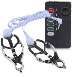 Pinzas para pechos de descarga eléctrica, pinzas metálicas para pezones, e-stim, clítoris, tortura SM, Bondage, juego para adultos, accesorios de coqueteo, juguete sexy