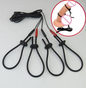 Choc électrique boucles en silicone anneau pénien Estim électrostimulation extension de pénis hommes agrandisseur masturbateur BDSM jouets sexy beauté It2435500