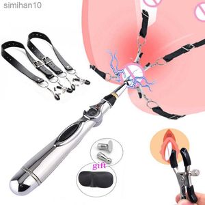 Choc électrique Vagin Pen Labia Clip Sex Nipple Clamp Clitoris Stimulateur Vagin Spéculum Cuisse Bondage Système SM Sex Toys Pour Femmes L230518